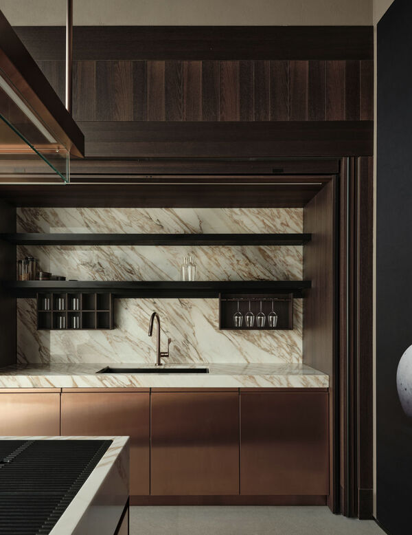 Convivium brass arclinea kitchen shanghai xintiadi showroom