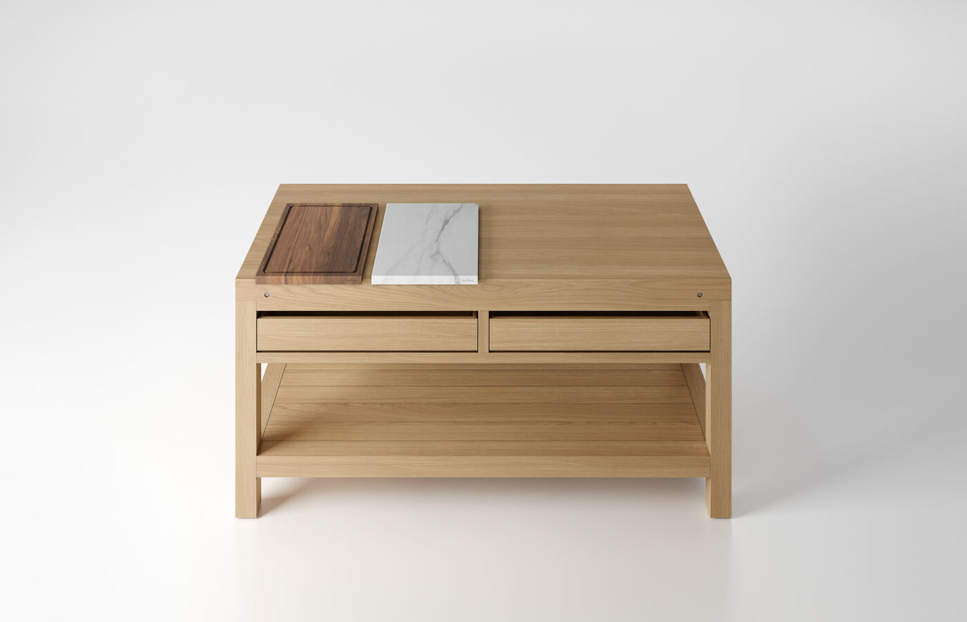 Butcher working table with two cutting boards