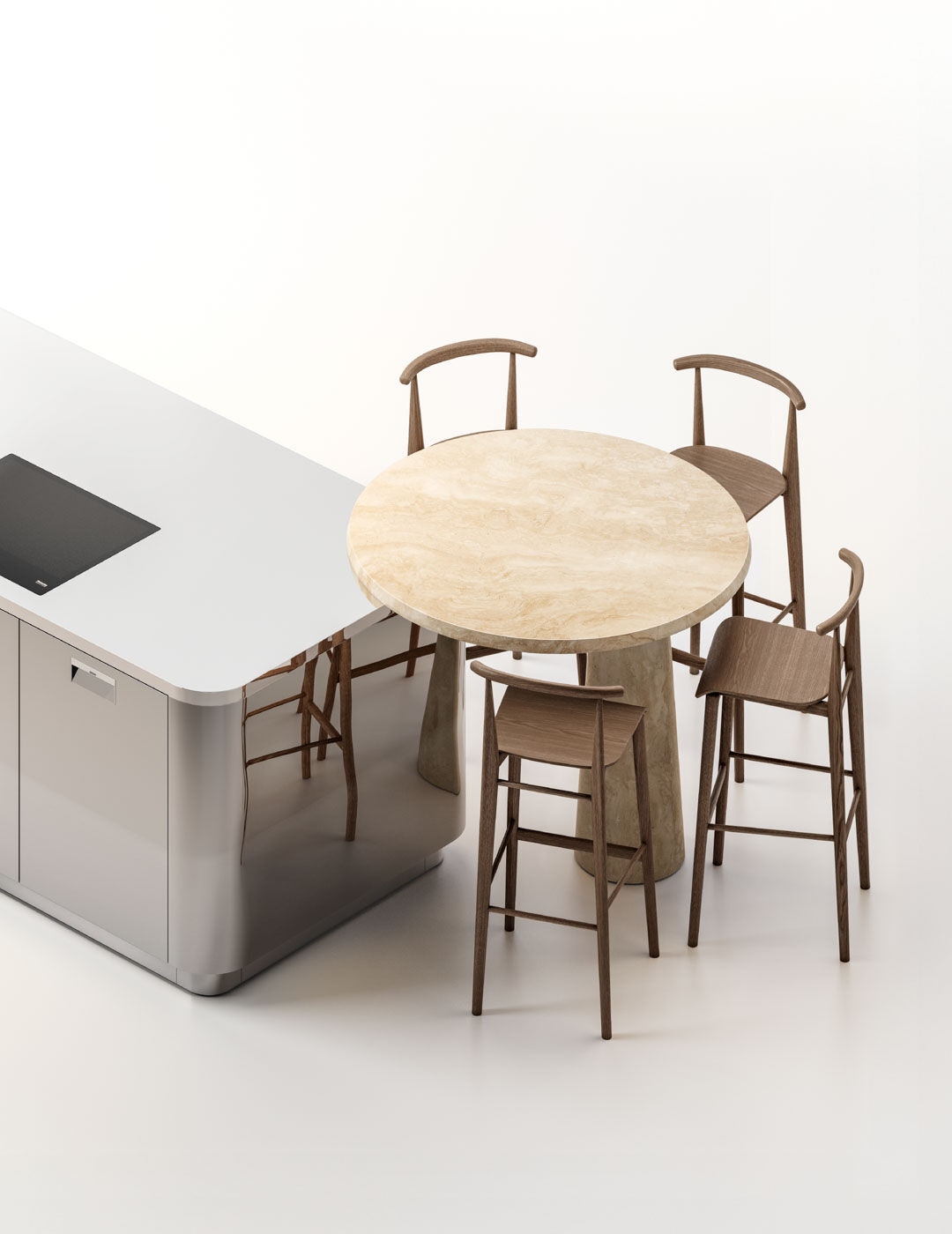 vesper table arclinea round shape with stools