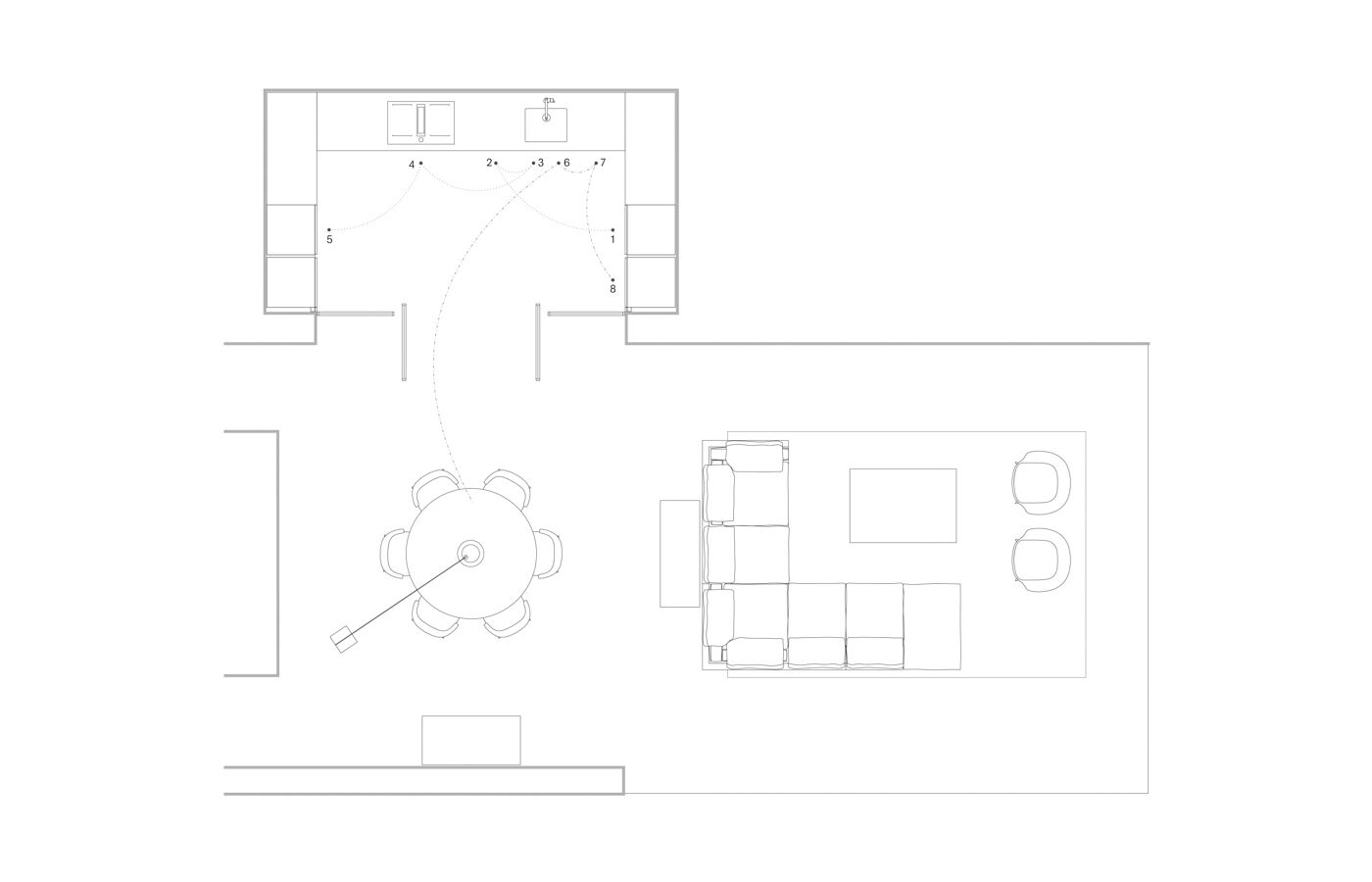 Thea Kitchen Borgogna frame workflow drawing