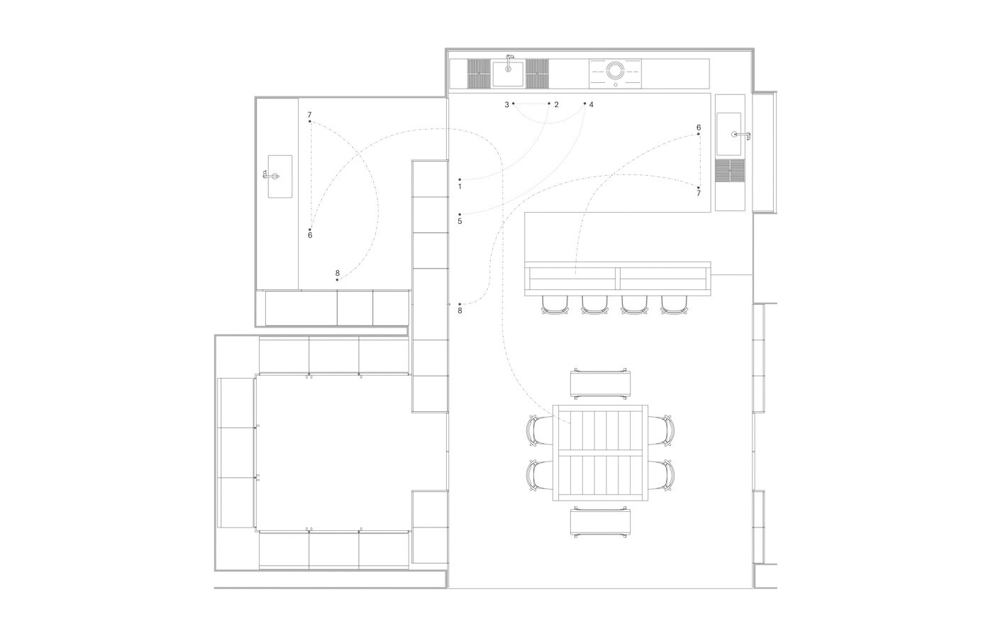 Principia Teca kitchen contemporary design technical drawng
