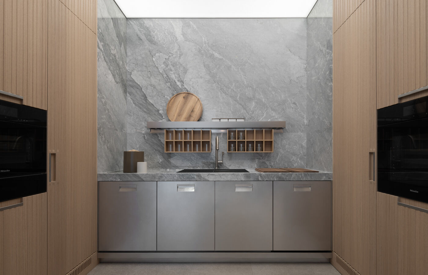 Arclinea wic kitchen back doors with marble worktop presented for 2026 Milan Design Week
